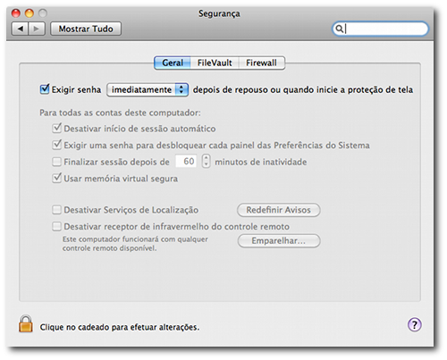 Preferências de Segurança