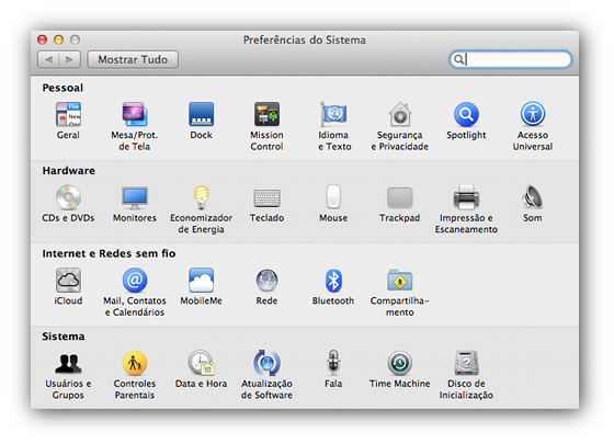 Preferências do Sistema - OS X Lion